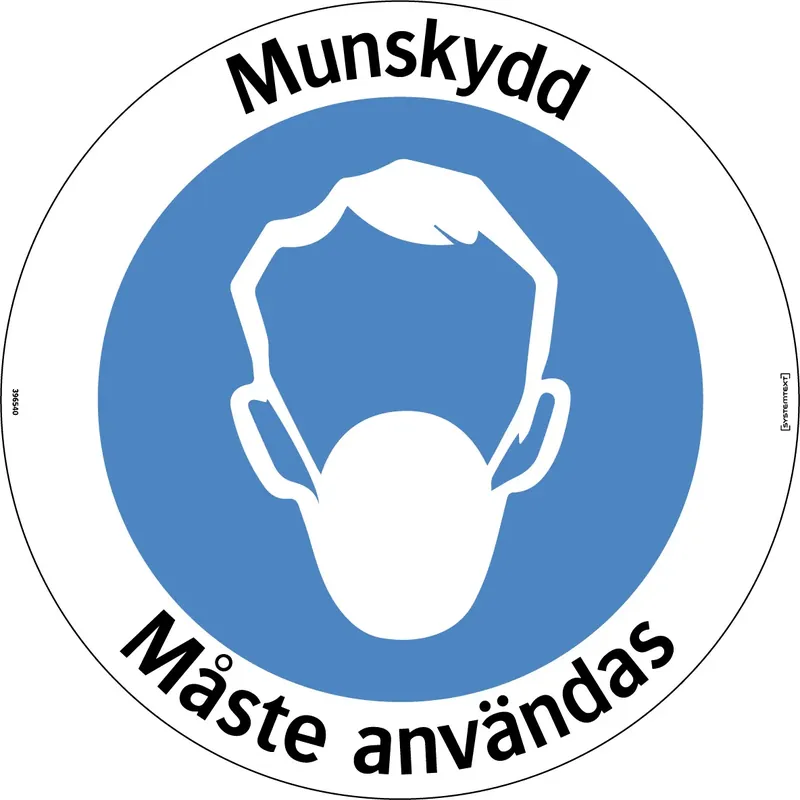 Utförsäljning GOLVDEKAL MUNSKYDD MÅSTE ANVÄNDAS ø410