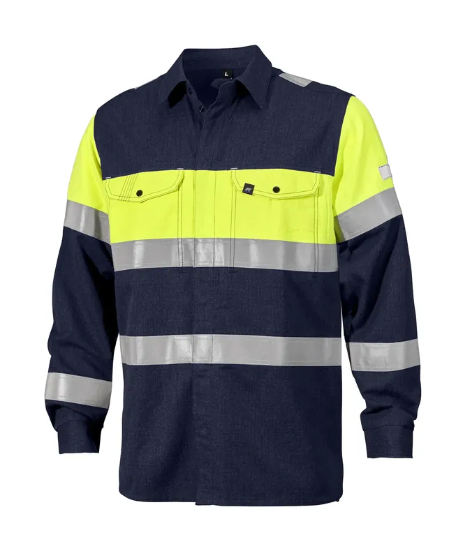 Fynd ARBETSSKJORTA FLAMSKYDDAD VARSEL 965-1 MARIN/GUL