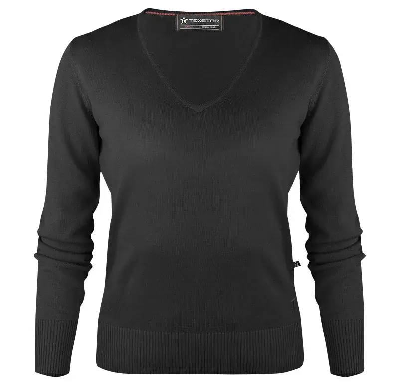 Kampanjpris PULLOVER DAM PW04 V-RINGAD SVART