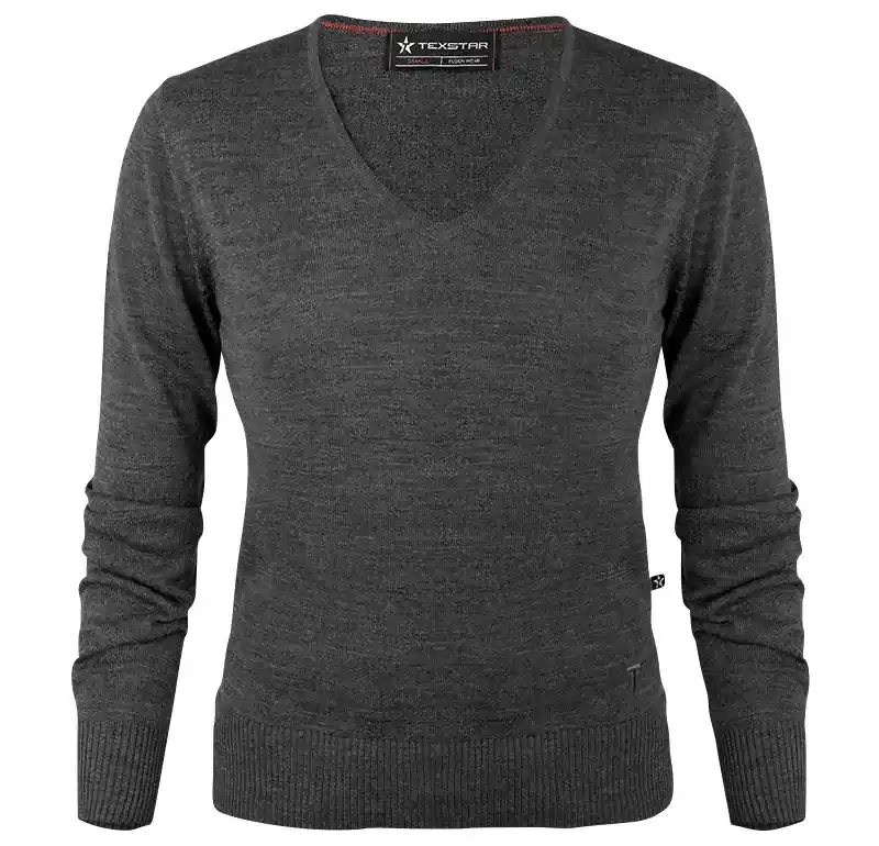 PULLOVER DAM PW04 V-RINGAD GRÅ Reapris