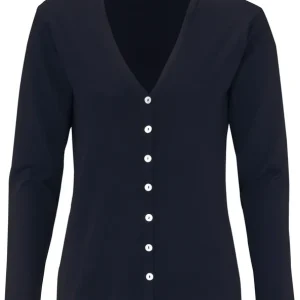 Begränsat erbjudande CARDIGAN DAM V-NECK MERINOULL MARINBLÅ