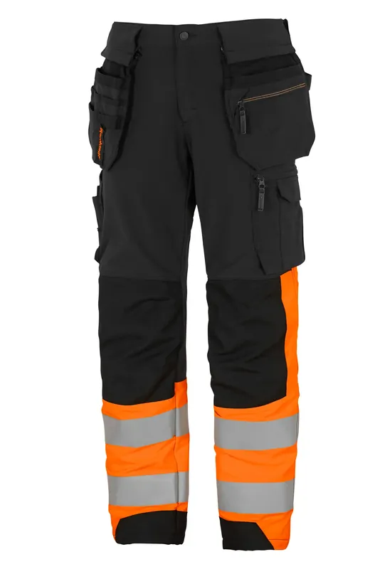 HANTVERKSBYXA STRETCH VARSEL MOTION 238-1 SVART/ORANGE Populär