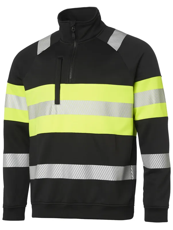 SWEATSHIRT HALFZIP VARSEL ESSENTIAL G231 SVART/GUL Sista chansen