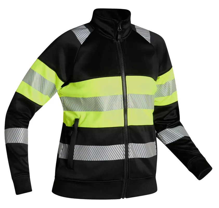 SWEATSHIRT FULLZIP VARSEL ESSENTIAL DAM SVART/GULL prisnedsättning