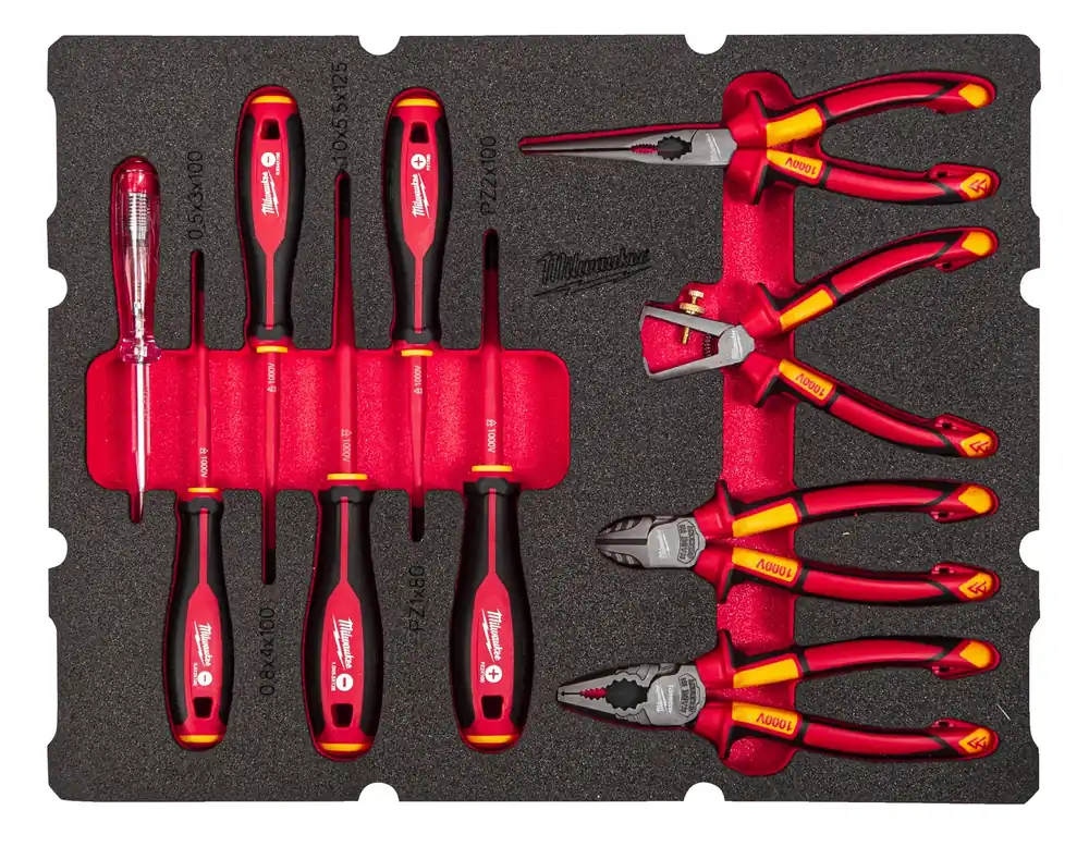 Snabb frakt VERKTYGSSET ELEKTRIKER SKUM 10DEL PACKOUT