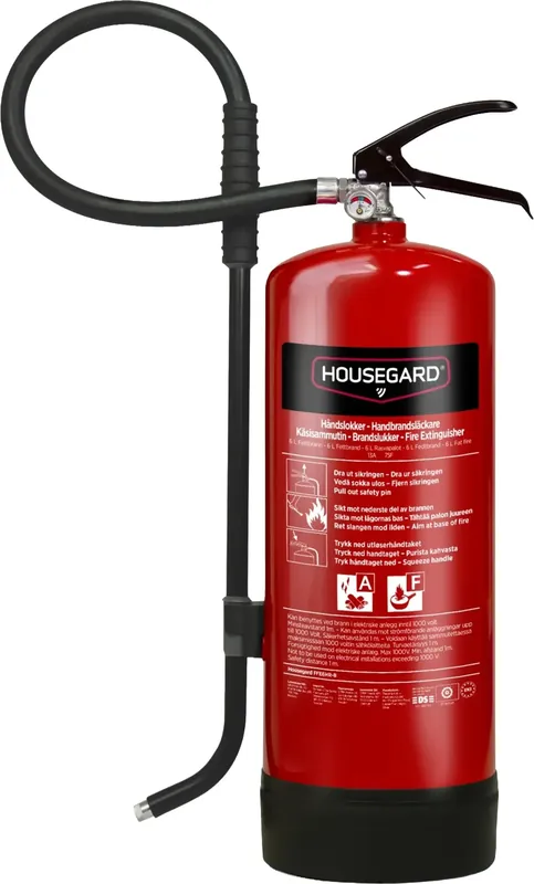 Bästa pris Fettbrandsläckare Housegard 6 l PFAS-fri Röd
