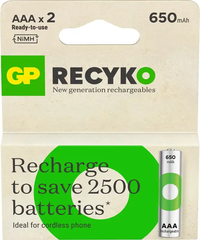 BATTERI GP RECYKO AAA 650MAH 2-PK Köp online