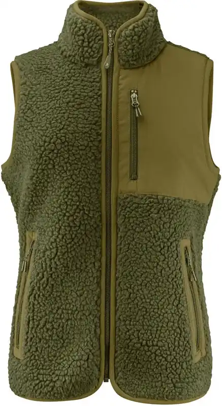 Fynd HARVEST KINGSLEY PILE VEST WOMAN MOSS GREEN