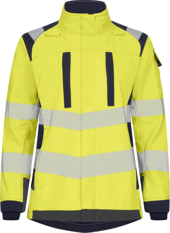 Rabatter FLAMSKYDDAD SOFTSHELLJACKA STRETCH VARSEL DAM GUL/MARIN