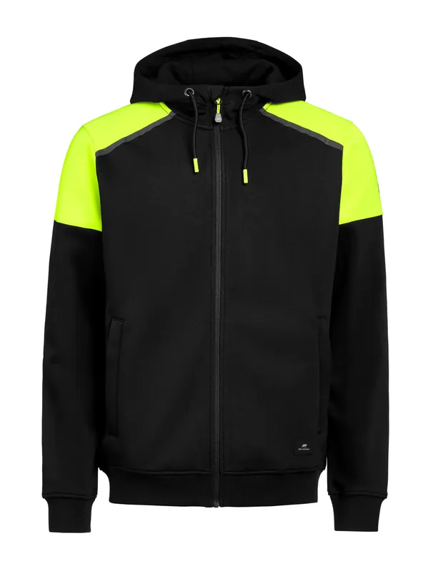 HOODIE FULLZIP CONTRAST 422-0 SVART/GUL Trygg betalning